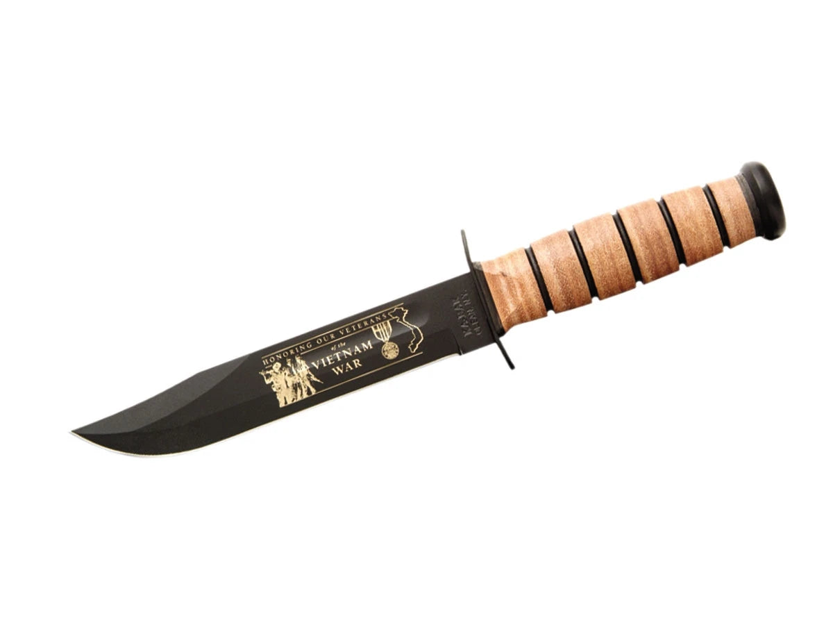 Ka-Bar 9139 coltello commemorativo US Army Vietnam lama 1095 Cro-Van 17,8 cm manico pelle