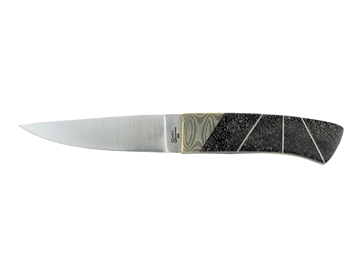 Santa Fe Stoneworks Trout Knife SWMD1 filo piano manico mosaico pietre entrambe guancette lama 8 cm fodero cuoio