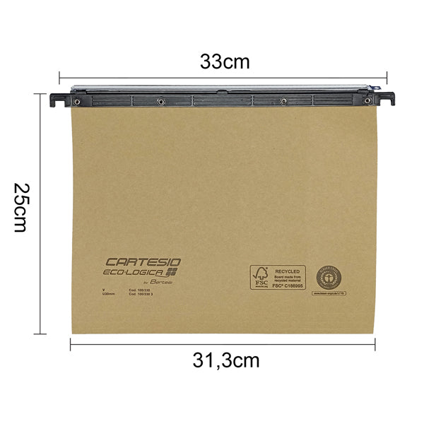 Cartella sospesa Cartesio Eco-logica - cassetto - 33 cm - fondo V - 31,3 x 25 cm - avana - Bertesi