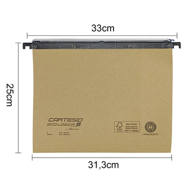 Cartella sospesa Cartesio Eco-logica - cassetto - 33 cm - fondo U - 31,3 x 25 cm - avana - Bertesi
