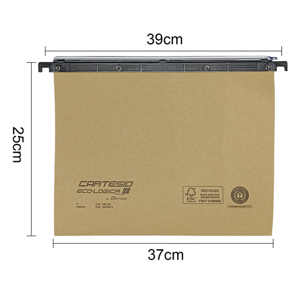 Cartella sospesa Cartesio Eco-logica - cassetto - 39 cm - fondo U - 37 x 25 cm - avana - Bertesi