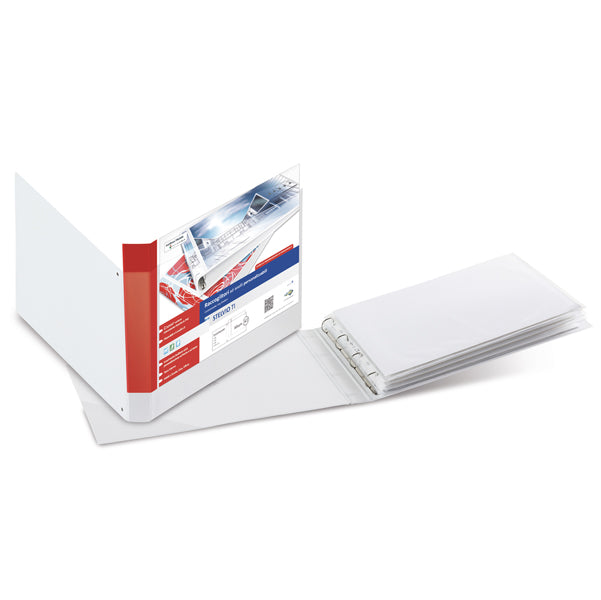 Raccoglitore personalizzabile Stelvio TI - 42 x 30 cm album - 4 anelli a D 50 mm - dorso 7,5 cm - bianco - Sei Rota