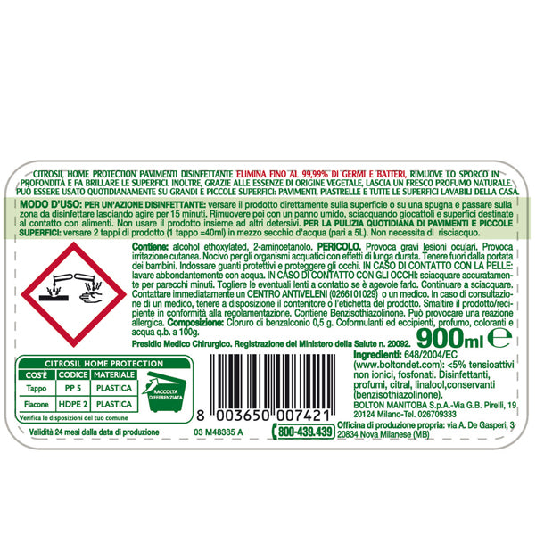 Citrosil pavimenti disinfettante - limone - 900 ml - Citrosil