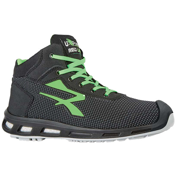 Calzatura di sicurezza Hard S3 SRC - pelle idrorepellente - numero 42 - grigio scuro/verde - U-Power
