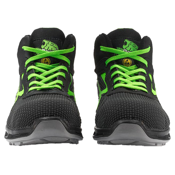 Calzatura di sicurezza Hard S3 SRC - pelle idrorepellente - numero 42 - grigio scuro/verde - U-Power