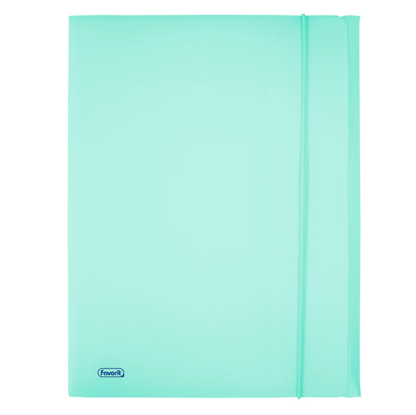 Cartella 3 lembi con elastico Pastel - 24 x 33cm - dorso 1 cm - PP - celeste - Favorit