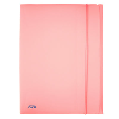 Cartella 3 lembi con elastico Pastel - 24 x 33cm - dorso 1 cm - PP - cipria - Favorit