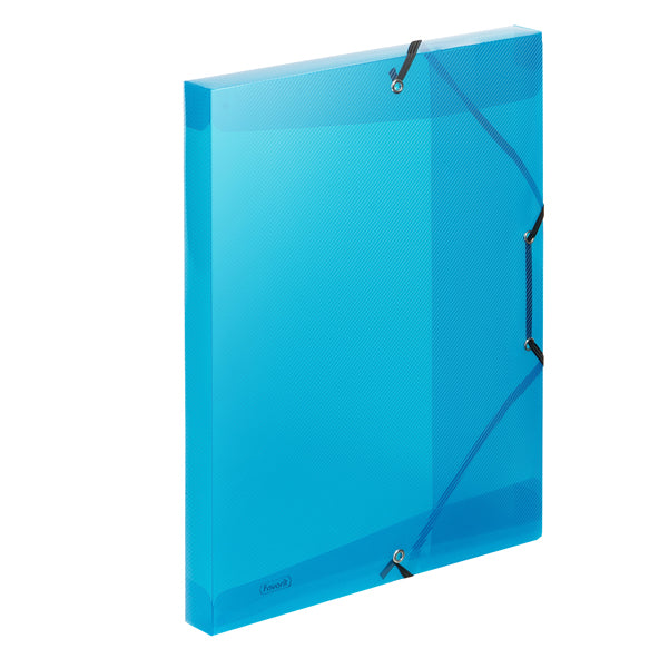 Cartella 3 lembi con elastico angolare Lumina - 24 x 32cm - dorso 2,5 cm - PP - blu - Favorit