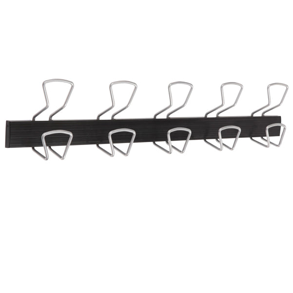 Appendiabiti da muro - 5 posti - 76 x 7,2 x 16 cm - metallo/ABS - nero/grigio metallizzato - Alba
