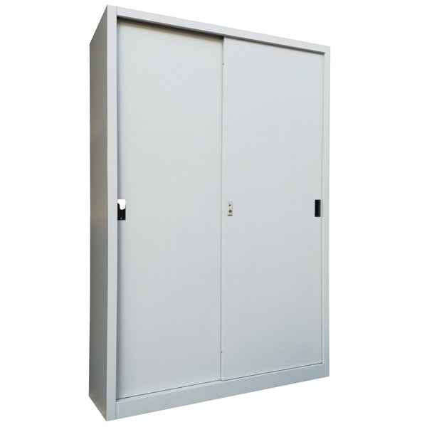 Armadio alto in metallo ad ante scorrevoli - 1 vano e 4 ripiani regolabili - 120x45x200 cm - grigio - Bertesi