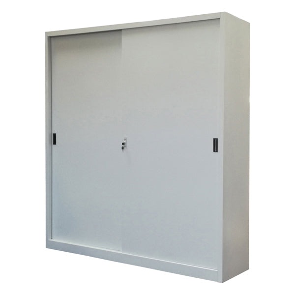Armadio alto in metallo ad ante scorrevoli - 2 vani e 8 piani regolabili - 180x45x200 cm - grigio - Bertesi