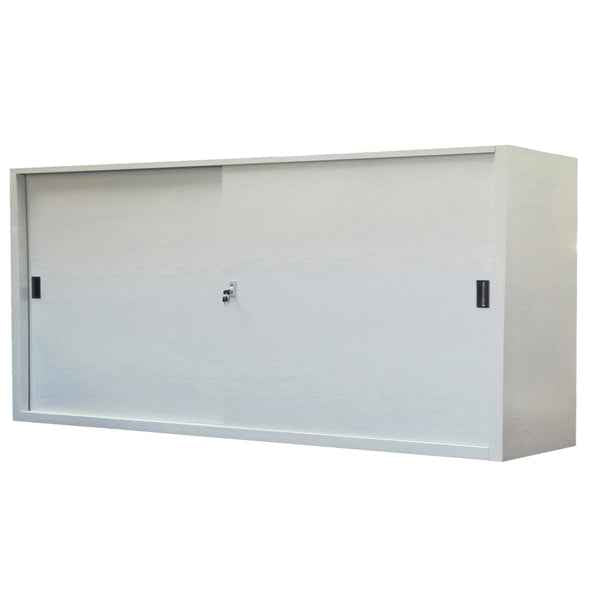 Armadio basso in metallo ad ante scorrevoli - 2 vani e 2 ripiani regolabili - 180x45x90 cm - grigio - Bertesi