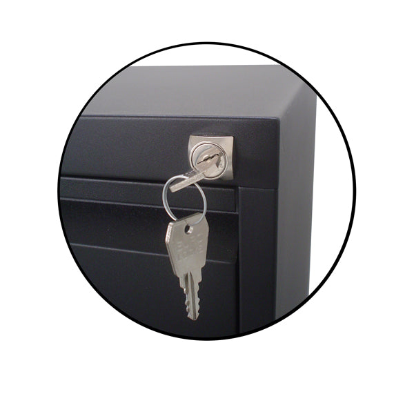 Cassettiere in metallo - 3 cassetti - 40 x 59 x 54 cm - nero - Bertesi