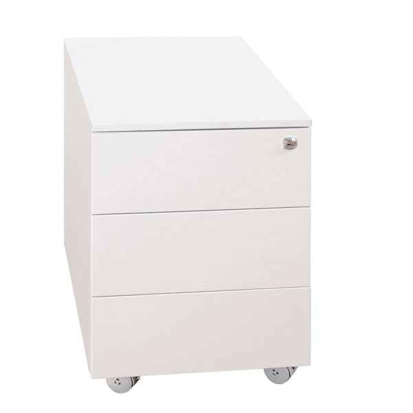Cassettiere in metallo - 3 cassetti - 40 x 59 x 54 cm - bianco - Bertesi