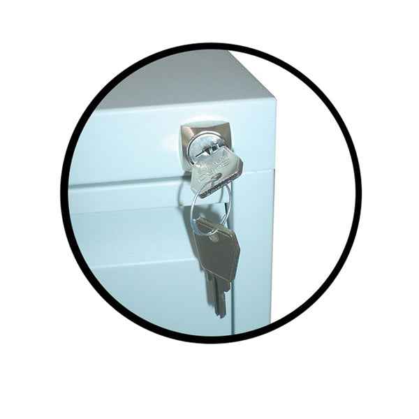 Cassettiere in metallo - 3 cassetti - 40 x 59 x 54 cm - bianco - Bertesi