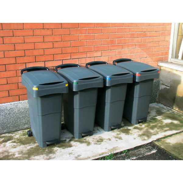Bidone mobile a pedale - 40x65x81 cm - 80 L - PPL - bianco - Mobil Plastic