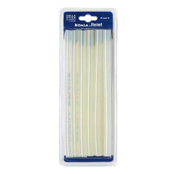 Colla termofusibile - in stick - lunghezza 20 cm - diametro 1,1 cm - Iternet - blister da 12 refill (227 gr)