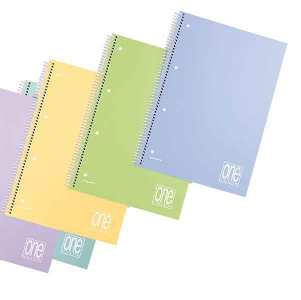 Maxiquaderno One Color Pastel PP - A4+- 1 rigo - 80 fogli - 80 gr -  c/fori - spiralato - Blasetti