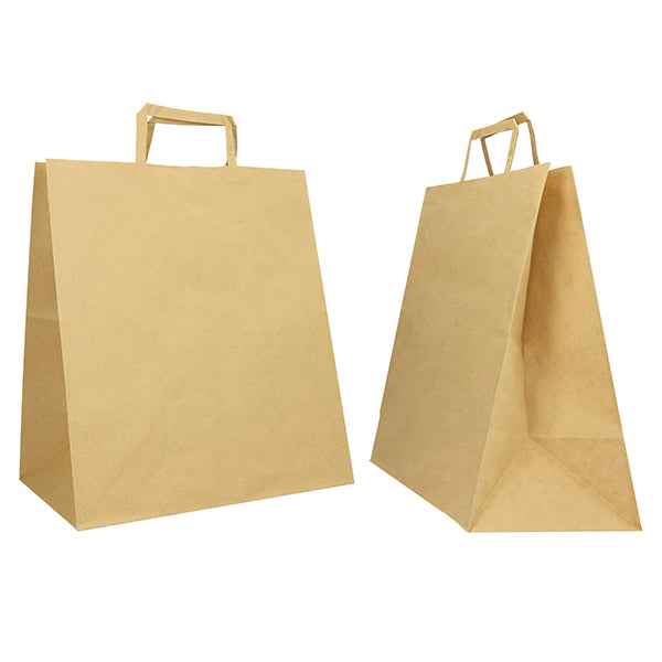 Shopper Flat Large - maniglie piattina - 28 x 17 x 32 cm - carta kraft - avana - Mainetti Bags - conf. 250 pezzi