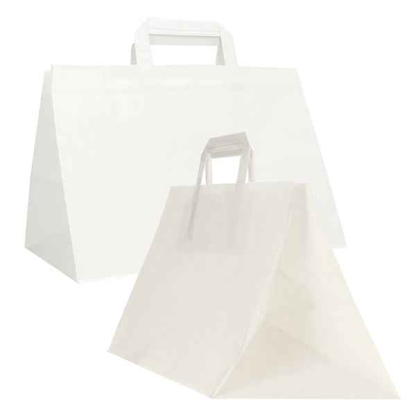 Shopper Flat XLarge - maniglie piattina - 32 x 22 x 24 cm - carta kraft - bianco - Mainetti Bags - conf. 200 pezzi