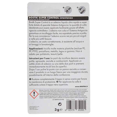 Colla istantanea universale Super Control - 3 gr - trasparente - Bostik