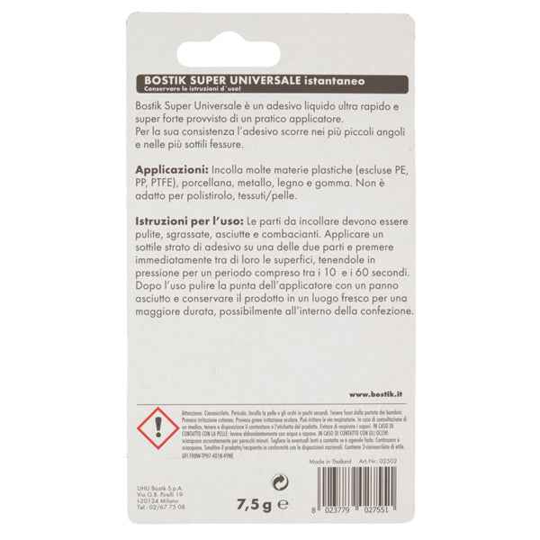 Colla istantanea universale Super - 7,5 gr - trasparente - Bostik