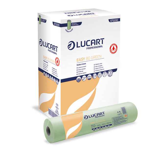 Lenzuolino medico Easy 80 Green - diametro 14,3 cm - 59 cm x 80 mt - Lucart