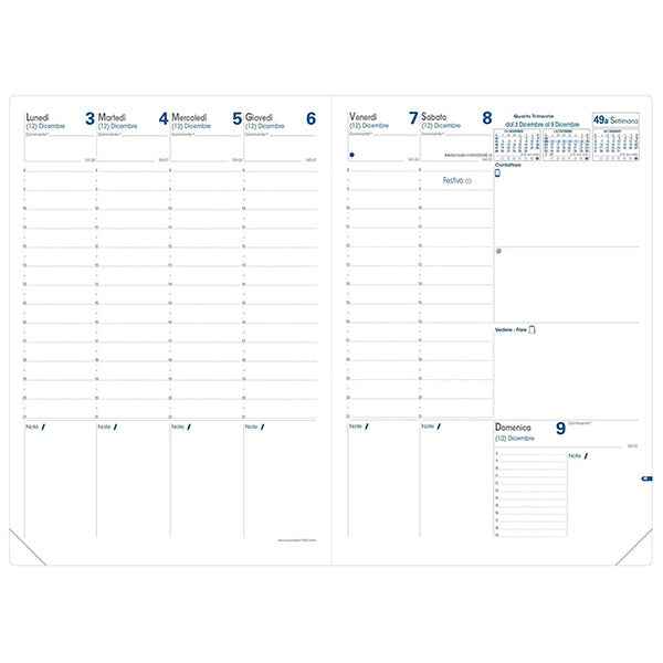 Agenda settimanale Prenote 2027 - copertina Impala - 21 x 29,7 cm - nero - Quo Vadis