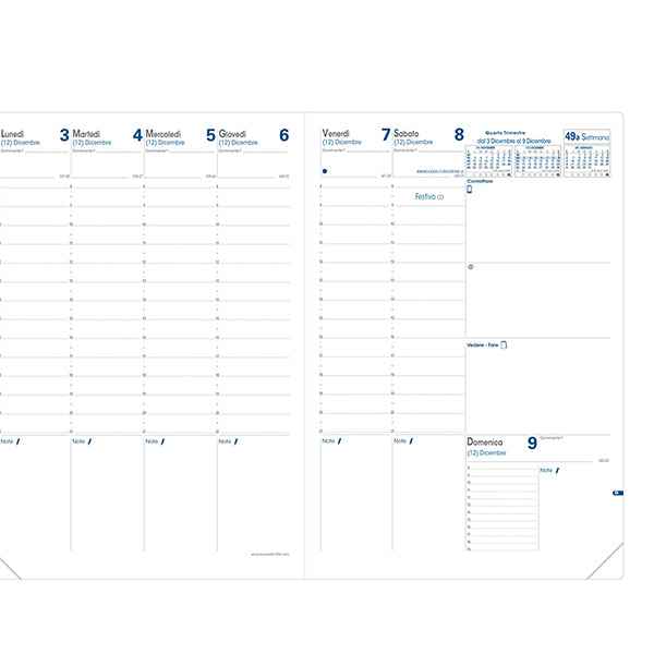 Agenda settimanale Prenote 2027 - copertina Impala - 21 x 29,7 cm - nero - Quo Vadis
