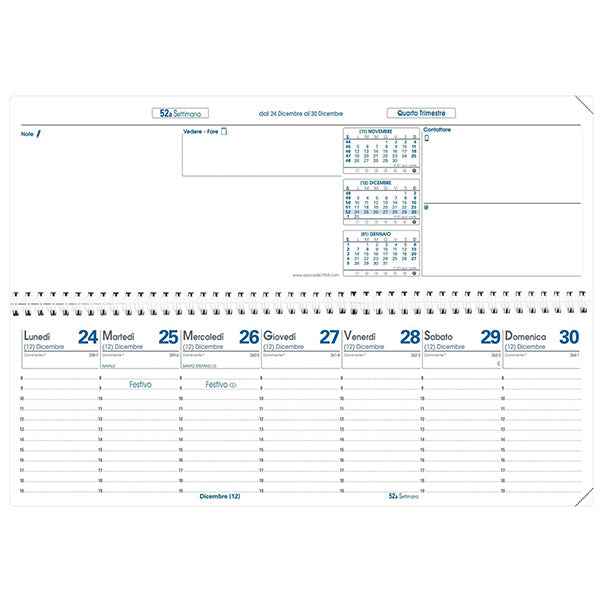Agenda settimanale Agendascop 2027 - c/spirale - copertina Impala - 30 x 10 cm - nero - Quo Vadis