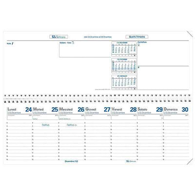 Agenda settimanale Agendascop 2027 - c/spirale - copertina Impala - 30 x 10 cm - nero - Quo Vadis
