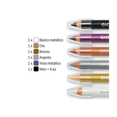 Matite cosmetiche Make Up - mina diam. 6,25 mm - colori metal - Giotto - conf. 6 pezzi