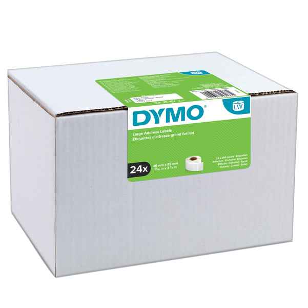 Rotolo 260 etichette LW S0722390 - 36 x 89 mm - carta - indirizzi - bianco - Dymo - value pack 24 pezzi