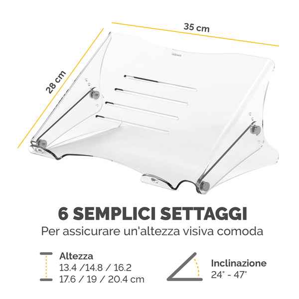 Supporto notebook Clarity - 35x27x13,4-20,4cm - Fellowes