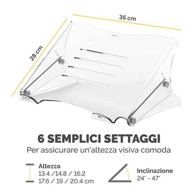Supporto notebook Clarity - 35x27x13,4-20,4cm - Fellowes