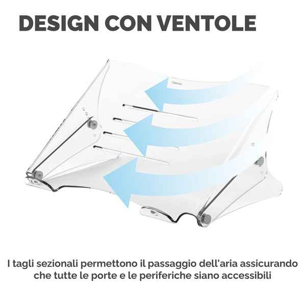 Supporto notebook Clarity - 35x27x13,4-20,4cm - Fellowes