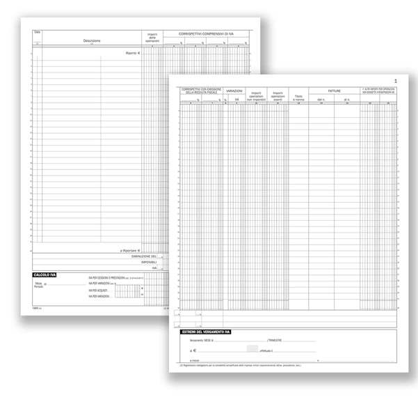 Registro Corrispettivi - 16 pagine numerate - 31 x 24,5 cm - DU1386N0000 - Data Ufficio