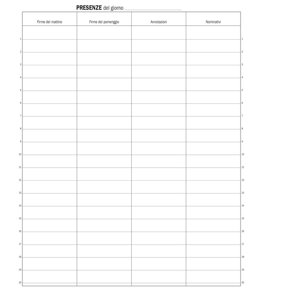 Registro firma presenza - 49 pag - 31 x 24,5 cm - DU1338100000 - Data Ufficio