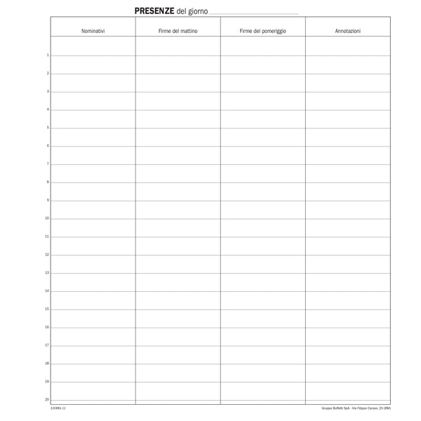 Registro firma presenza - 49 pag - 31 x 24,5 cm - DU1338100000 - Data Ufficio