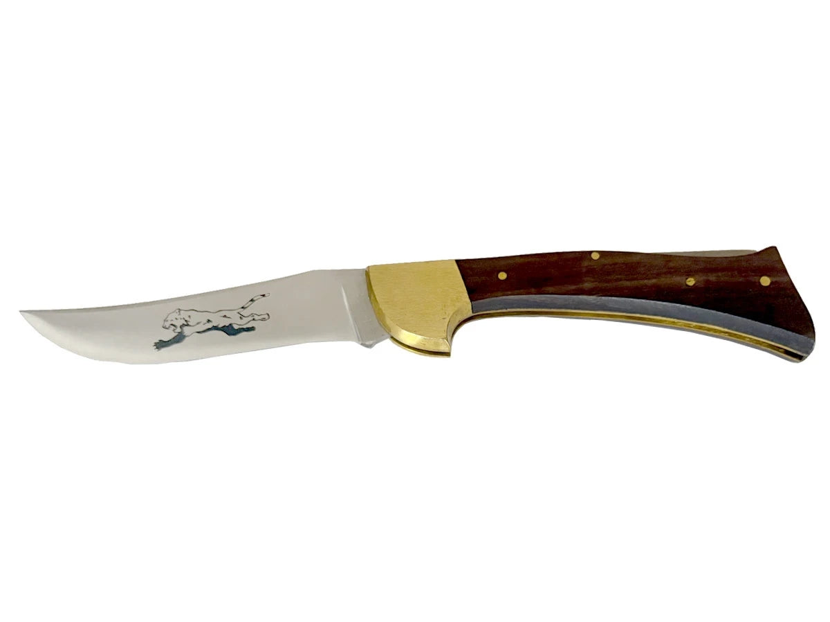Coltello folding Grizzly manico legno e ottone 23 cm Back Lock Made in Italy