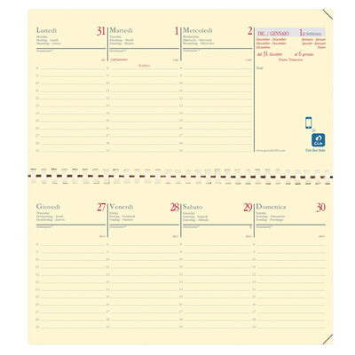 Agenda settimanale Planital 2027 - c/spirale - copertina Soho - 8,8 x 17 cm - nero - Quo Vadis