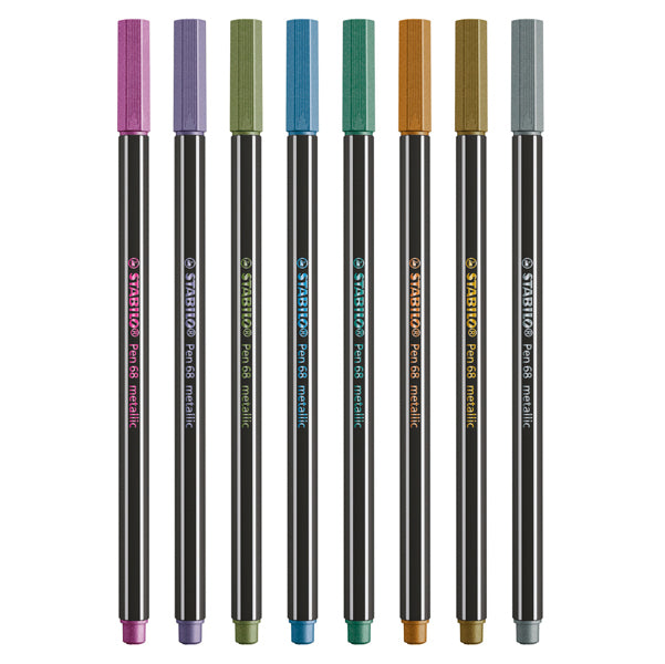Pennarelli Pen 68 - colori assortiti metallic - Stabilo - scatola in metallo 8 pezzi