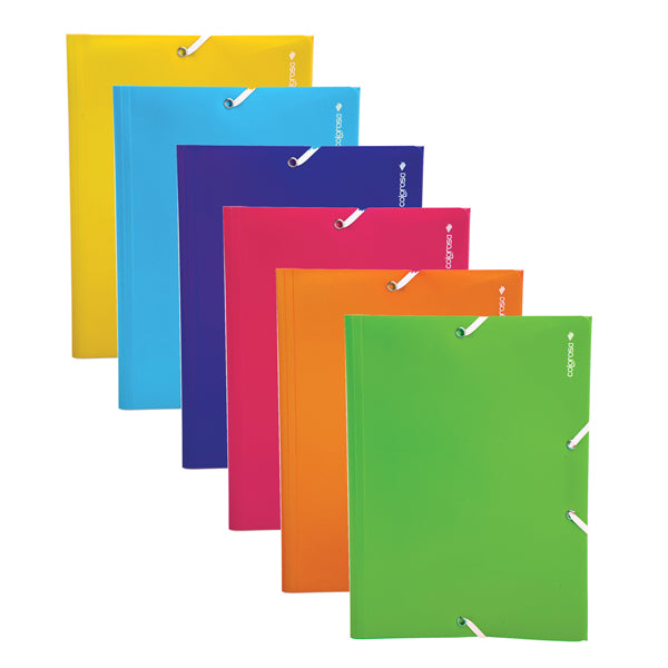 Cartella 3 lembi con elastico angolare - A4 - PP - colori assortiti - Colorosa