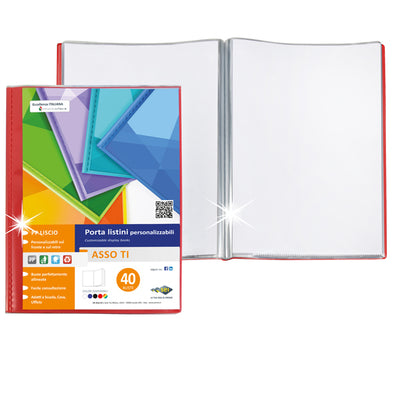 Portalistini Asso TI - personalizzabile - PP liscio - 22 x 30 cm - 40 buste - colori assortiti - Sei Rota
