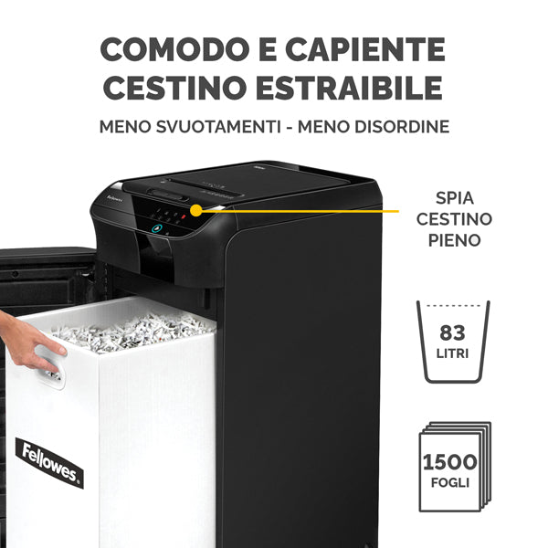 Distruggidocumenti Automax 600m - a microframmenti - 83lt - Fellowes