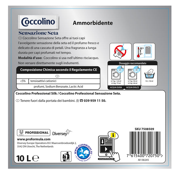 Ammorbidente lavatrice - profumo sensazione seta - 10 L - Coccolino