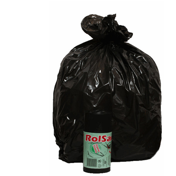 Sacchi - 50 x 60 cm - 30 L - 16 micron - MDPE/HDPE - nero - Rolsac - conf. 20 pezzi