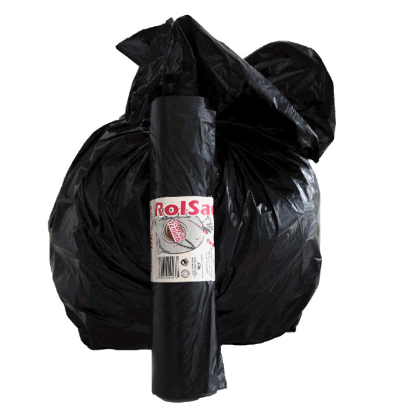 Sacchi - 55 x 70 cm - 38 L - 19 micron - MDPE/HDPE - nero - Rolsac - conf. 30 pezzi