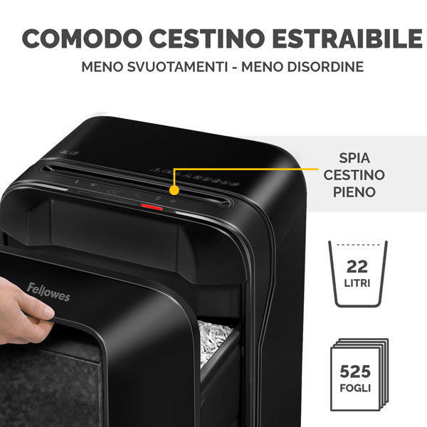 Distruggidocumenti LX-201 - a microframmenti - nero - Fellowes