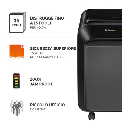 Distruggidocumenti LX-211 - a microframmenti - nero - Fellowes